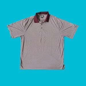 FootJoy Golf Polo Shirt Striped Maroon Lightweight LaCantera Size XL